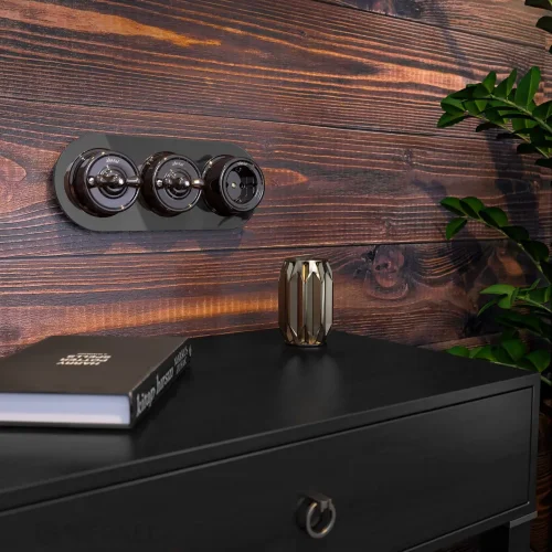 Переключатель/выключатель одноклавишный коричневый ретро W5612014 - фото 2