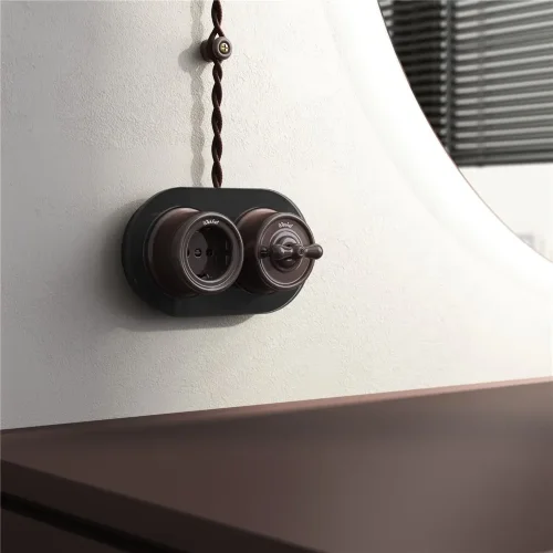 Переключатель/выключатель одноклавишный коричневый ретро W5612014 - фото 3