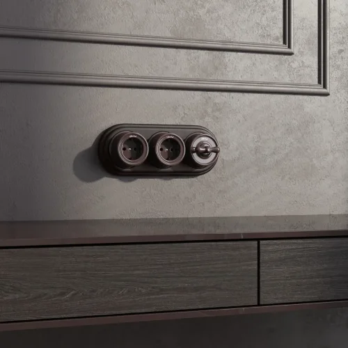 Переключатель/выключатель одноклавишный коричневый ретро W5612014 - фото 4