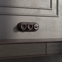 Переключатель/выключатель одноклавишный коричневый ретро W5612014