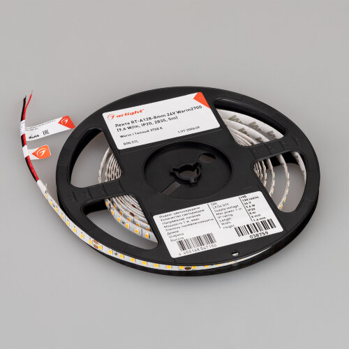 Светодиодная лента RT-А128-8mm 24V Warm2700 (10 W/m, IP20, 5m) (Arlight, высок.эфф.150 лм/Вт) 038759(1) - фото 4