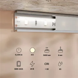 Светодиодная лента Base 24В 2835 9,6Вт/м 4000K 5м IP 65 201181 (Белый)