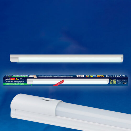 ULI-L24-8W/4200K SENSOR IP20 WHITE Светильник линейный светодиодный (аналог Т8), с бесконтактным выключателем. 560х28х42мм. Белый свет. 600Lm. Корпус белый. - фото