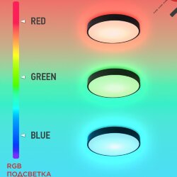Светильник светодиодный SCANDY SIMPLE-125RGB-RCB 125Вт 230В 3000-6500K 10000Лм 400x50мм пульт ДУ черный IN HOME