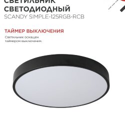 Светильник светодиодный SCANDY SIMPLE-125RGB-RCB 125Вт 230В 3000-6500K 10000Лм 400x50мм пульт ДУ черный IN HOME