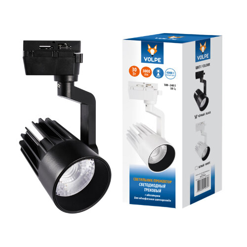 ULB-Q274 30W/4000К BLACK Светильник-прожектор светодиодный трековый. 3000 Лм. Белый свет (4000К) Корпус черный. ТМ Volpe - фото
