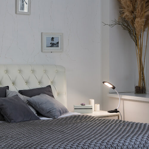 TLD-546 Black-LED-350Lm-4500K Светильник настольный прищепка, 5W, Механический выключатель, Черный - фото 11