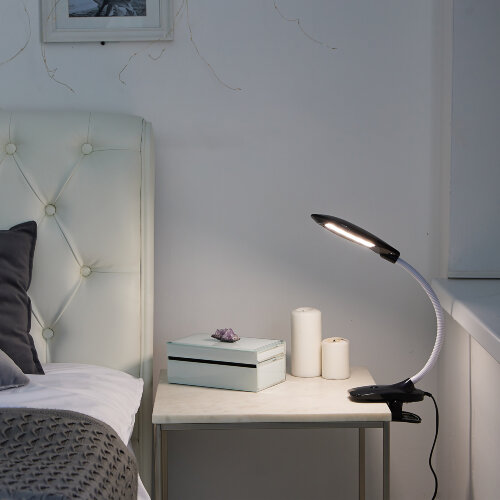 TLD-546 Black-LED-350Lm-4500K Светильник настольный прищепка, 5W, Механический выключатель, Черный - фото 7