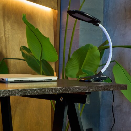 TLD-546 Black-LED-350Lm-4500K Светильник настольный прищепка, 5W, Механический выключатель, Черный - фото 12