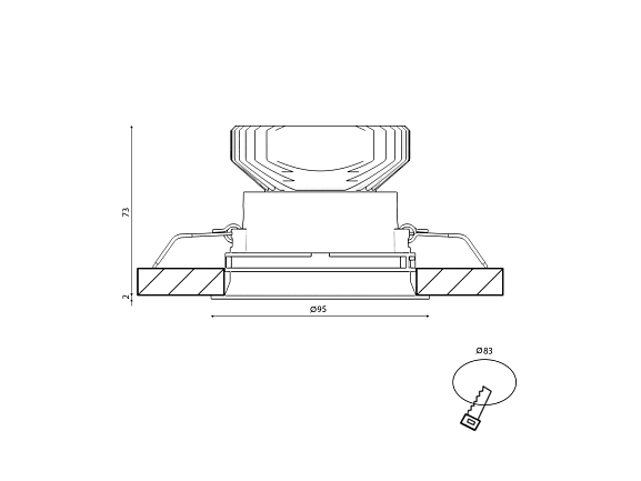 Корпус светильника потолочный встраиваемый  наклонный, Черный, IP20, COMBO-41-BL. Фото 4