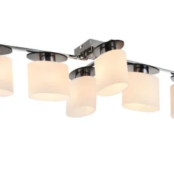 Светильники серии выполнены в современном стиле, арматура сделана из металла, а плафоны – из матового стекла. Благодаря своей небольшой высоте светильники Bice подходят для невысоких помещений. (Хром)