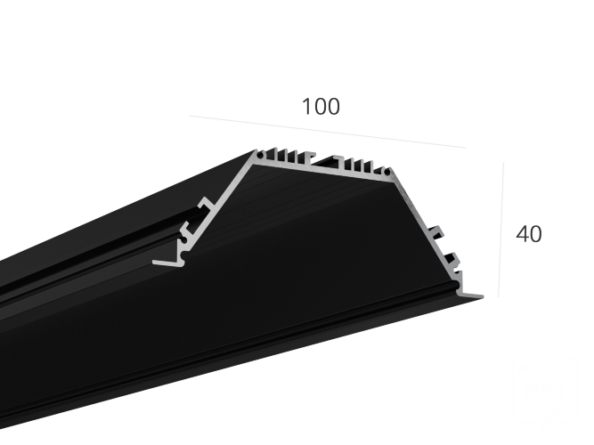 Алюминиевый LED профиль LINE 10040 IN ral9005 LT70 (с экраном) — 2500мм - фото 1
