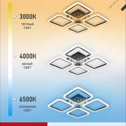 Светильник светодиодный ELEGANT ARIS-B 60Вт 230В 3000-6500K 4700Лм 450х450х75мм c пультом ДУ черный IN HOME