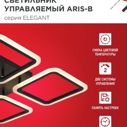 Люстра светодиодная ELEGANT ARIS-B 60Вт 230В 3000-6500K 4700Лм 450х450х75мм c пультом ДУ черный IN HOME