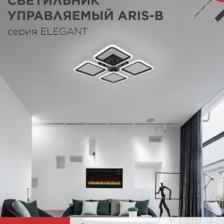 Люстра светодиодная ELEGANT ARIS-B 60Вт 230В 3000-6500K 4700Лм 450х450х75мм c пультом ДУ черный IN HOME