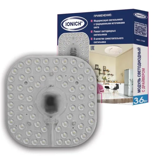 Модуль светодиодный 36Вт 6500К IP20 2880лм 230В 180х180мм для декоративных светильников IONICH 1749 - фото
