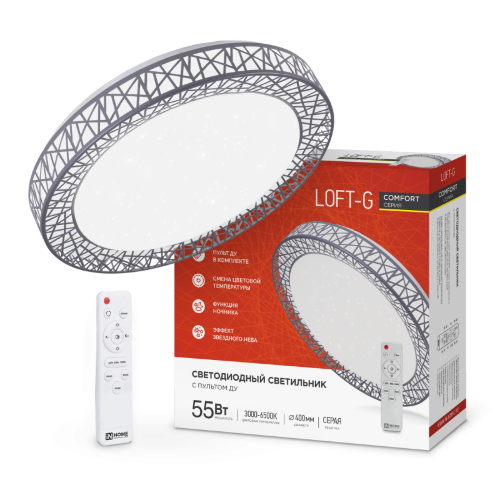 Светильник светодиодный COMFORT LOFT-G 55Вт 230В 3000-6500K 4400Лм 400x105мм с пультом ДУ IN HOME - Фото 2
