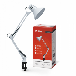 Светильник настольный под лампу на струбцине СНС 13Б-E27 230В БЕЛЫЙ IN HOME