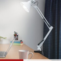 Светильник настольный под лампу на струбцине СНС 13Б-E27 230В БЕЛЫЙ IN HOME