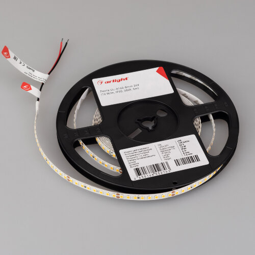 Светодиодная лента UL-А160-8mm 24V Warm3500 (12 W/m, IP20, 2835, 5m) (Arlight, 7 лет) 042314 - фото 2