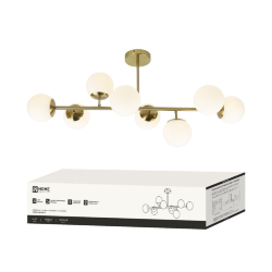 Светильник потолочный под лампу AURORA LUNA-8G9-LT 8xG9 матовые плафоны, латунный корпус IN HOME