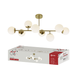 Люстра под лампу AURORA LUNA-8G9-LT 8xG9 матовые плафоны, латунный корпус IN HOME