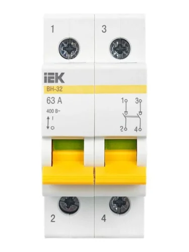 Выключатель нагрузки (мини-рубильник) 2п 63А ВН-32 KARAT IEK MNV10-2-063 - фото 3
