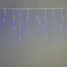 Гирлянда Бахрома 3,1 x 0,5 м Синяя с Мерцанием Белого Диода 220В, 120 LED, Провод Белый. Фото 1.