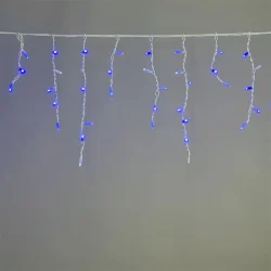 Гирлянда Бахрома 3,1 x 0,5 м Синяя с Мерцанием Белого Диода 220В, 120 LED, Провод Белый