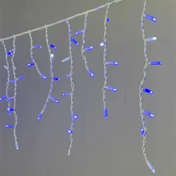 Гирлянда Бахрома 3,1 x 0,5 м Синяя с Мерцанием Белого Диода 220В, 120 LED, Провод Белый