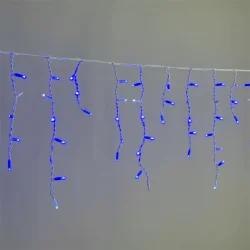 Гирлянда Бахрома 3,1 x 0,5 м Синяя с Мерцанием Белого Диода 220В, 120 LED, Провод Белый