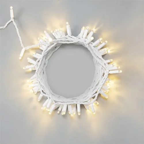 Гирлянда Нить 10м Тепло-Белая 24В, 100 LED, Провод Белый Каучук 2,3мм, IP65. Фото 1.