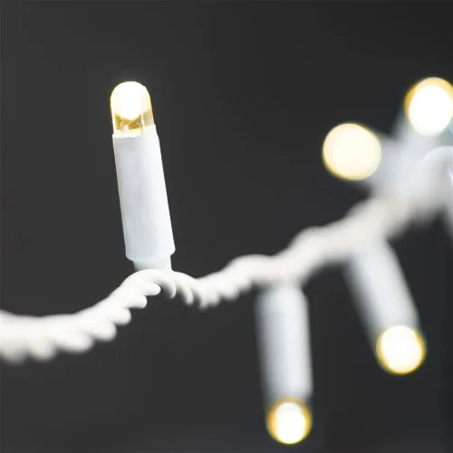 Гирлянда Нить 10м Тепло-Белая 24В, 100 LED, Провод Белый Каучук 2,3мм, IP65. Фото 5.
