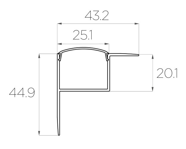 Профиль накладной алюминиевый LC-NKU-4543-2 Anod - фото 3