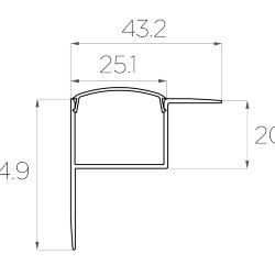 Профиль накладной алюминиевый LC-NKU-4543-2 Anod
