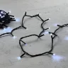 Гирлянда Нить 10м Белая с Мерцанием Белого Диода 24В, 100 LED, Провод Черный ПВХ, IP54. Фото 2.