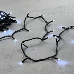Гирлянда Нить 10м Белая с Мерцанием Белого Диода 24В, 100 LED, Провод Черный ПВХ, IP54