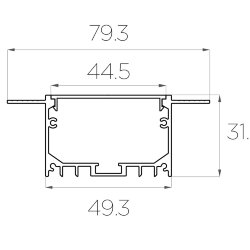 Профиль алюминиевый под шпаклевку LC-LPSH-3280-2 Anod