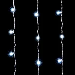 Гирлянда Занавес Облегченный 2 x 2 м Белый с Мерцанием Белого Диода, 400 LED, Провод Прозрачный ПВХ, IP54