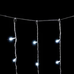 Гирлянда Занавес Облегченный 2 x 2 м Белый с Мерцанием Белого Диода, 400 LED, Провод Прозрачный ПВХ, IP54