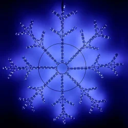 Светодиодная Снежинка «Зимняя Классика» Ø1,1м Синяя, Дюралайт на Металлическом Каркасе, IP65