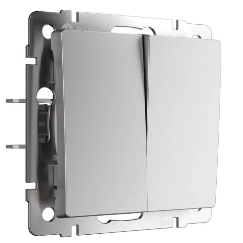 Выключатель двухклавишный проходной (серебряный матовый) W1122065 - фото 2