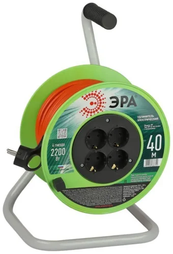 Удлинитель на пластик. катушке 4х40м с заземл. RP-4e-3х1.0-40m ПВС 3х1 Эра Б0056100 - фото