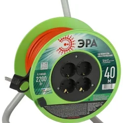 Удлинитель на пластик. катушке 4х40м с заземл. RP-4e-3х1.0-40m ПВС 3х1 Эра Б0056100