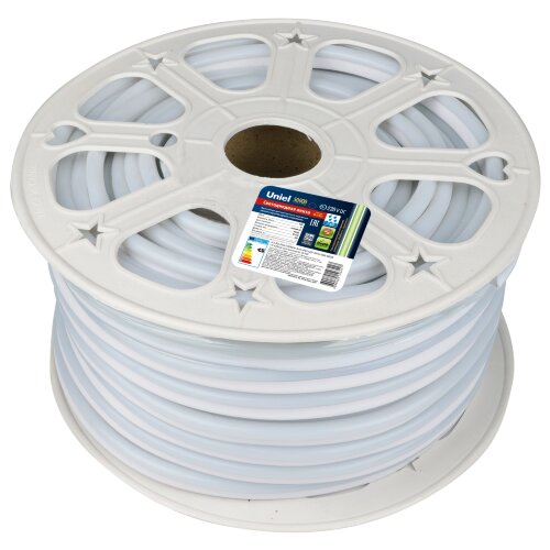 ULS-N21-2835-120LED-m-8mm-IP67-220V-8W-m-50M-GREEN Светодиодная гибкая герметичная лента, NEON, Бобина 50 м, Зеленый свет. - фото 1