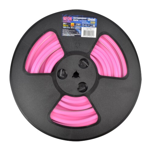 ULS-N11-2835-120LED-m-8mm-IP67-DC24V-10W-m-15M-PINK Светодиодная гибкая герметичная лента, NEON, Катушка 15м, в герметичной упаковке, Розовый свет - фото 2