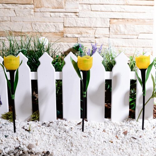 USL-C-452-PT305 YELLOW TULIP Садовый светильник на солнечной батарее Желтый тюльпан, Белый свет, 1xLR аккумулятор в-к, IP44. - фото 3