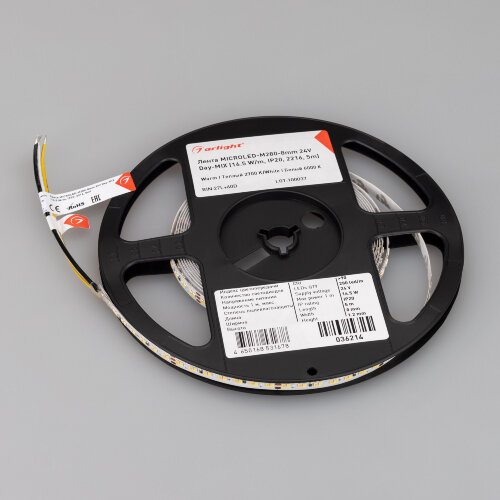 Светодиодная лента MICROLED-M280-8mm 24V Day-MIX (16.5 W/m, IP20, 2216, 5m) (Arlight, Изменяемая ЦТ) - фото 3