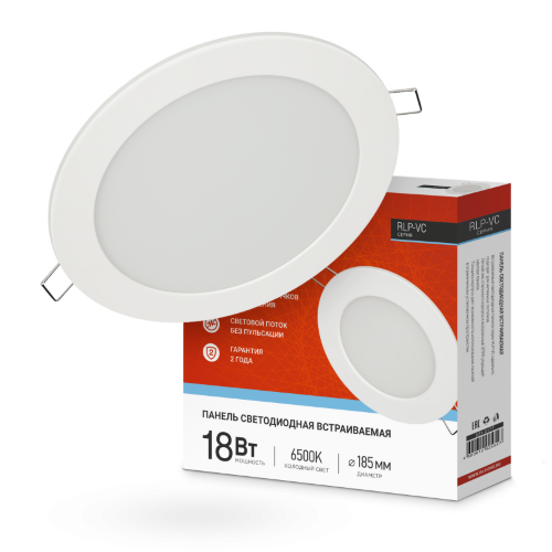 Панель светодиодная встраиваемая круглая RLP-VC 1865WH 18Вт 230В 6500К 1440Лм 185мм белая IP40 IN HOME - Фото 2
