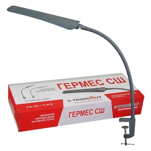 Настольный светильник на струбцине Гермес СШ | LED, 8Вт/4000К | Антрацит, сенсорный выключатель, металлическая струбцина | - ТРАНСВИТ. Фото 6